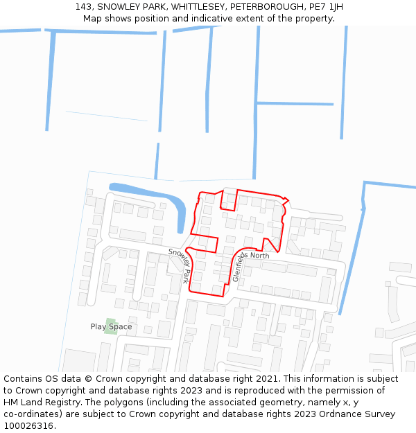 143, SNOWLEY PARK, WHITTLESEY, PETERBOROUGH, PE7 1JH: Location map and indicative extent of plot