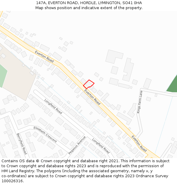 147A, EVERTON ROAD, HORDLE, LYMINGTON, SO41 0HA: Location map and indicative extent of plot