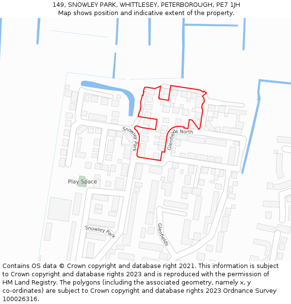 149, SNOWLEY PARK, WHITTLESEY, PETERBOROUGH, PE7 1JH: Location map and indicative extent of plot