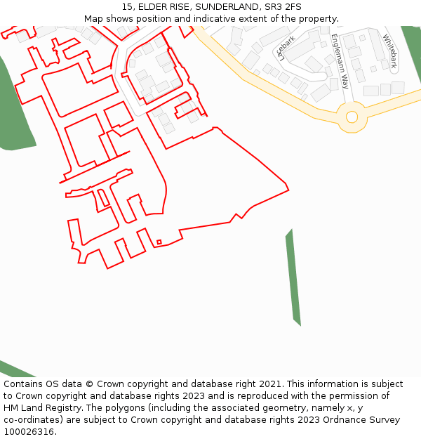 15, ELDER RISE, SUNDERLAND, SR3 2FS: Location map and indicative extent of plot