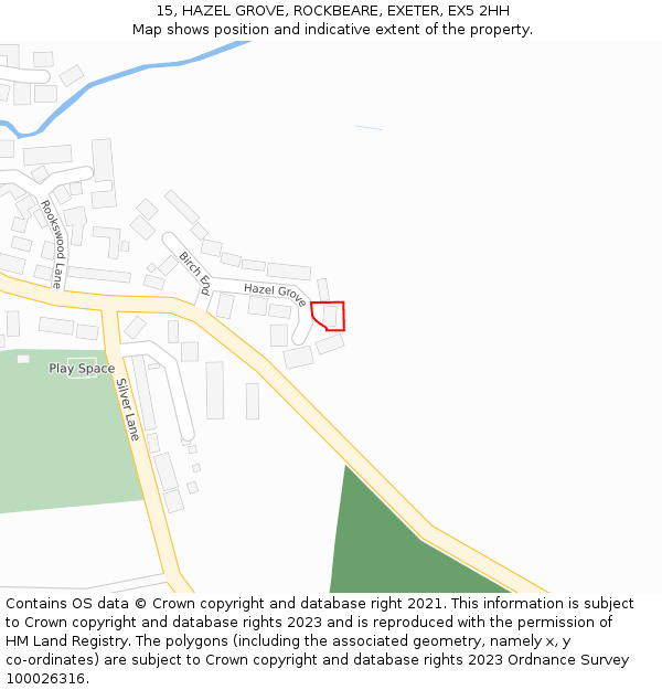 15, HAZEL GROVE, ROCKBEARE, EXETER, EX5 2HH: Location map and indicative extent of plot