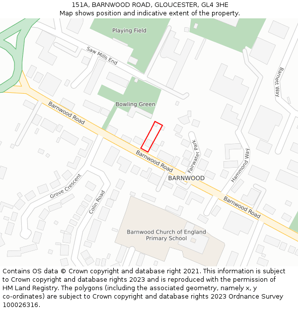 151A, BARNWOOD ROAD, GLOUCESTER, GL4 3HE: Location map and indicative extent of plot