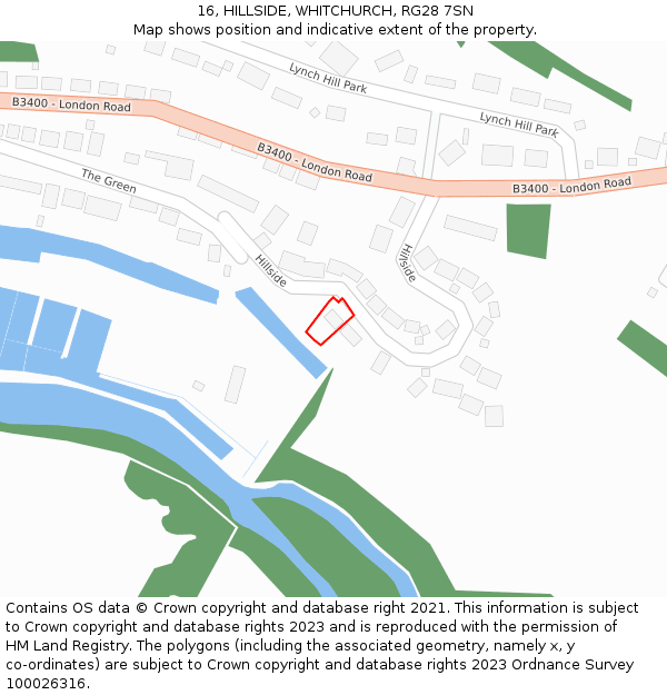 16, HILLSIDE, WHITCHURCH, RG28 7SN: Location map and indicative extent of plot