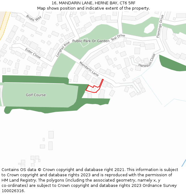 16, MANDARIN LANE, HERNE BAY, CT6 5RF: Location map and indicative extent of plot