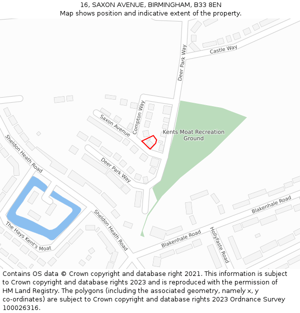 16, SAXON AVENUE, BIRMINGHAM, B33 8EN: Location map and indicative extent of plot