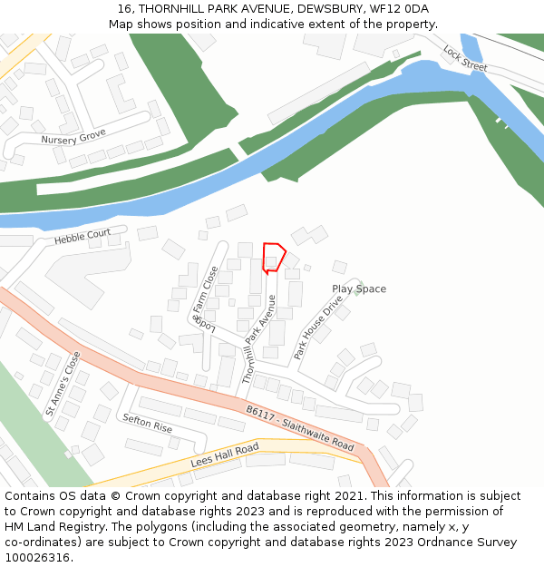 16, THORNHILL PARK AVENUE, DEWSBURY, WF12 0DA: Location map and indicative extent of plot