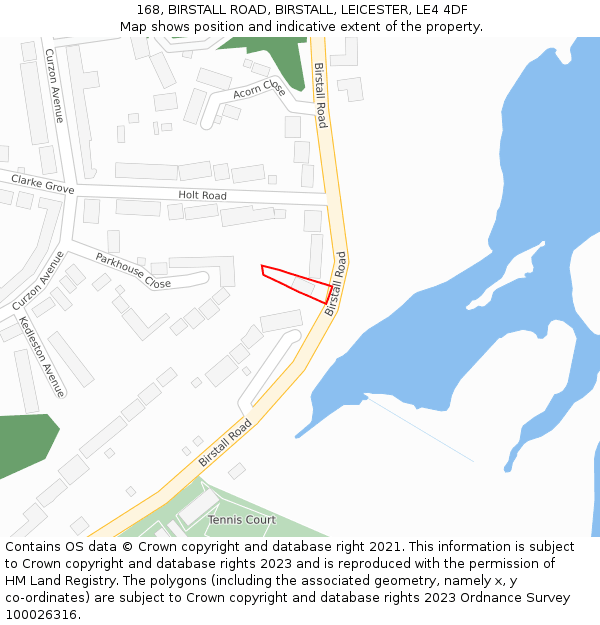 168, BIRSTALL ROAD, BIRSTALL, LEICESTER, LE4 4DF: Location map and indicative extent of plot