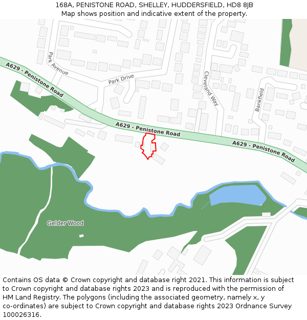 168A, PENISTONE ROAD, SHELLEY, HUDDERSFIELD, HD8 8JB: Location map and indicative extent of plot