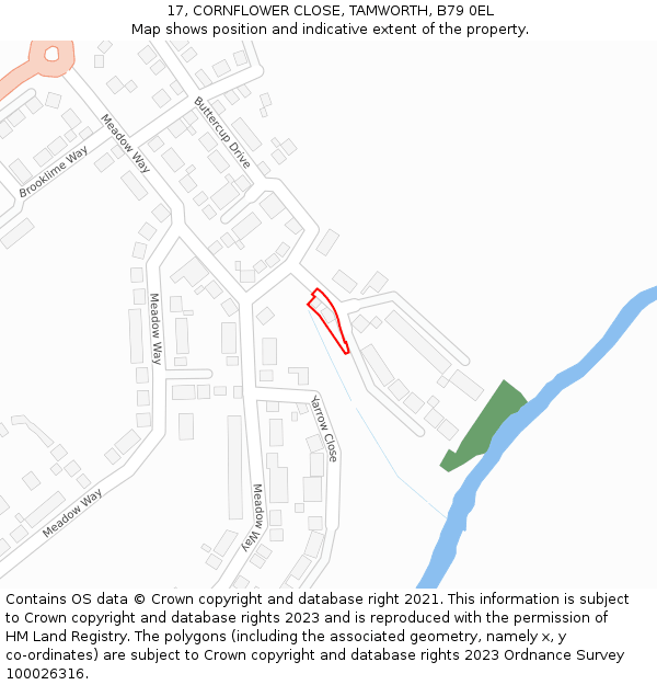 17, CORNFLOWER CLOSE, TAMWORTH, B79 0EL: Location map and indicative extent of plot