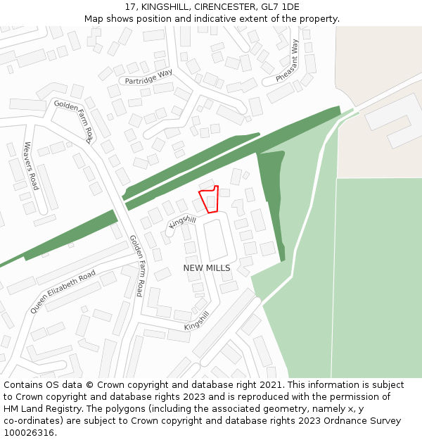 17, KINGSHILL, CIRENCESTER, GL7 1DE: Location map and indicative extent of plot