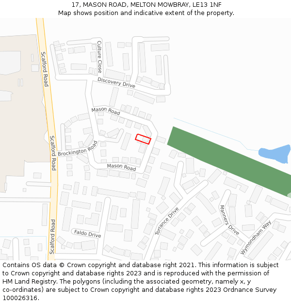 17, MASON ROAD, MELTON MOWBRAY, LE13 1NF: Location map and indicative extent of plot