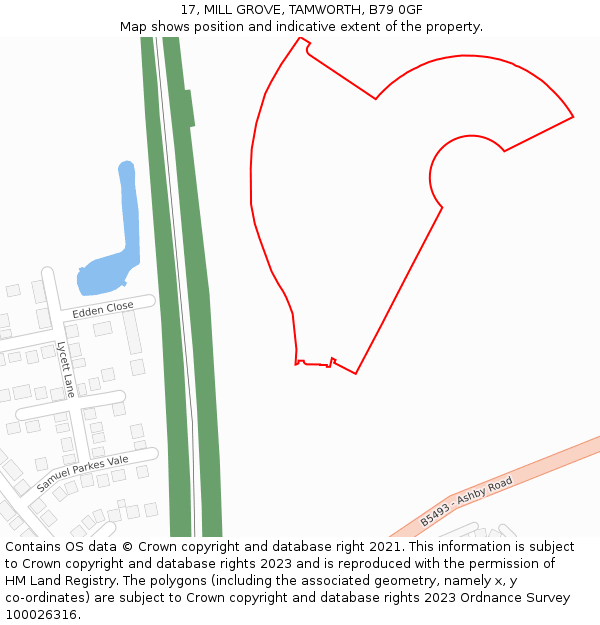 17, MILL GROVE, TAMWORTH, B79 0GF: Location map and indicative extent of plot