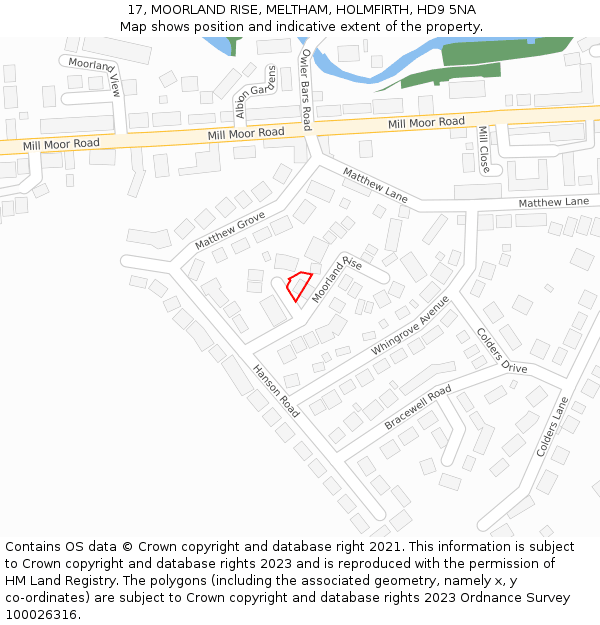 17, MOORLAND RISE, MELTHAM, HOLMFIRTH, HD9 5NA: Location map and indicative extent of plot