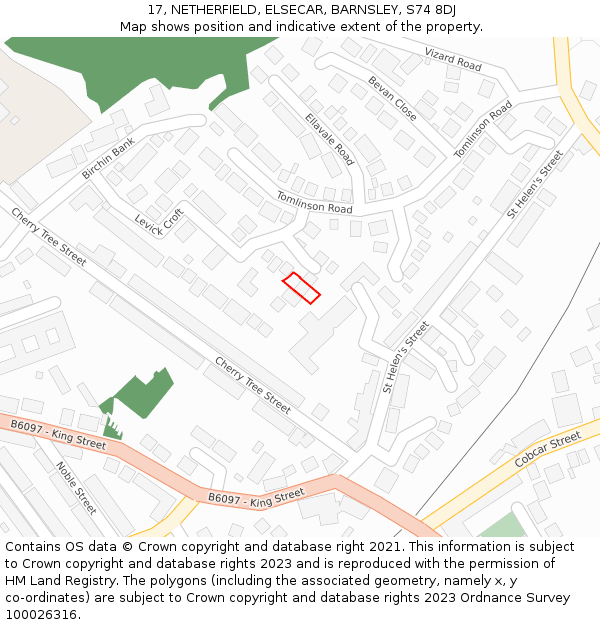 17, NETHERFIELD, ELSECAR, BARNSLEY, S74 8DJ: Location map and indicative extent of plot