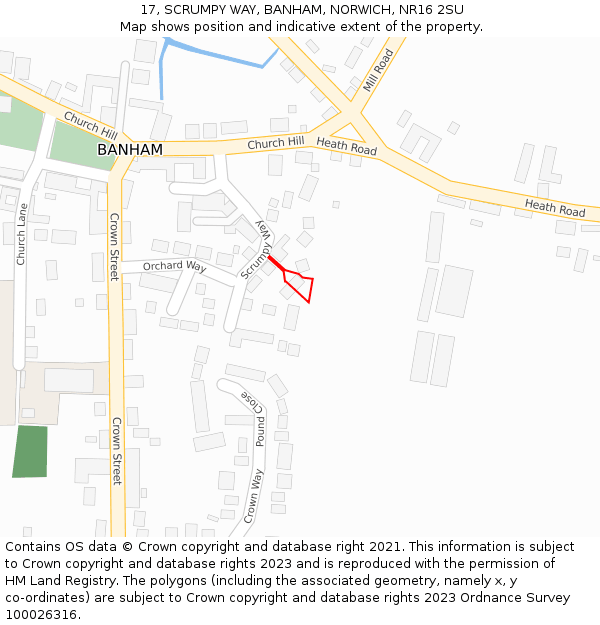 17, SCRUMPY WAY, BANHAM, NORWICH, NR16 2SU: Location map and indicative extent of plot