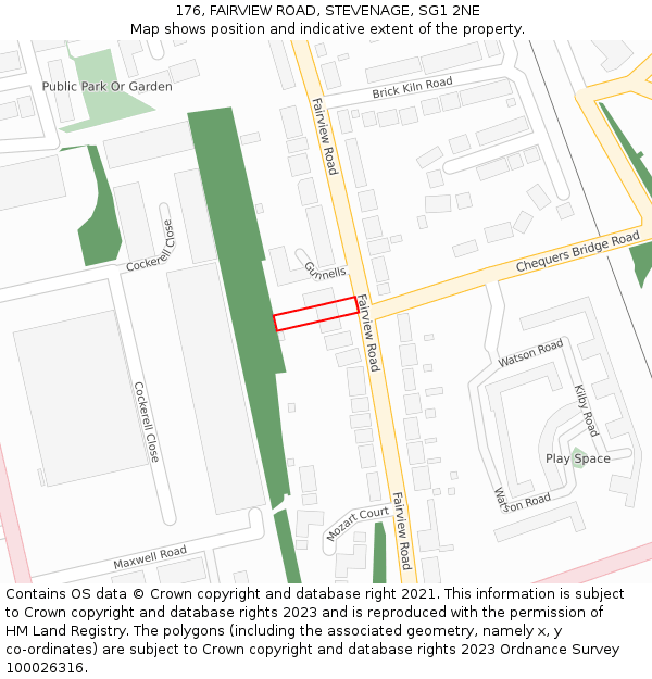 176, FAIRVIEW ROAD, STEVENAGE, SG1 2NE: Location map and indicative extent of plot