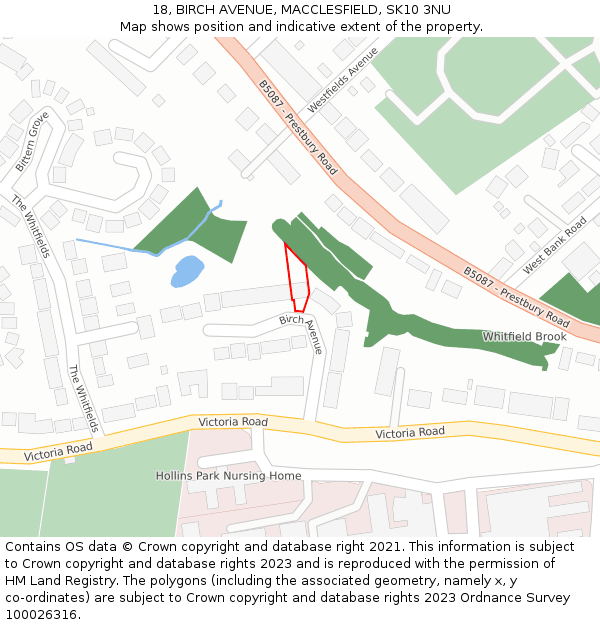 18, BIRCH AVENUE, MACCLESFIELD, SK10 3NU: Location map and indicative extent of plot