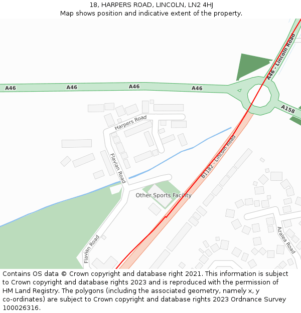 18, HARPERS ROAD, LINCOLN, LN2 4HJ: Location map and indicative extent of plot