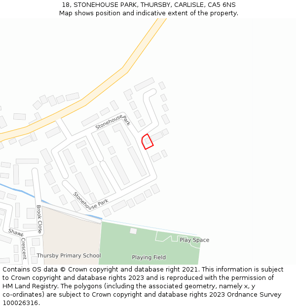 18, STONEHOUSE PARK, THURSBY, CARLISLE, CA5 6NS: Location map and indicative extent of plot