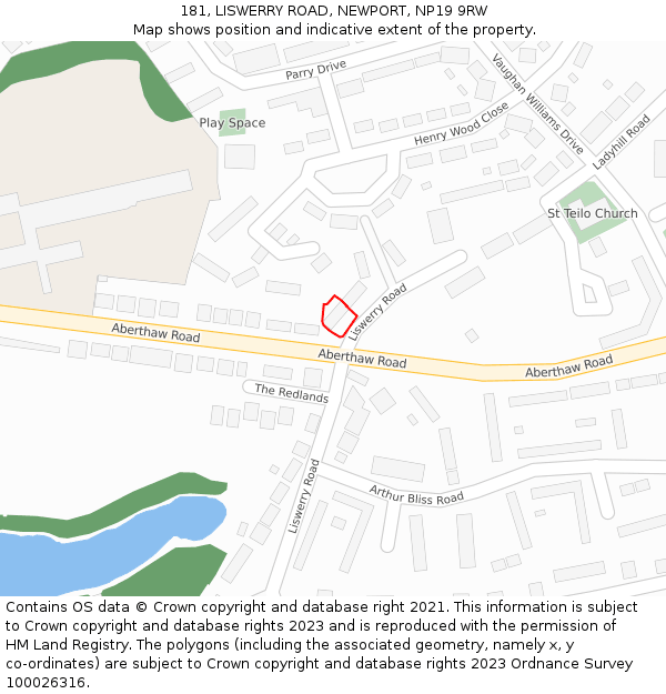 181, LISWERRY ROAD, NEWPORT, NP19 9RW: Location map and indicative extent of plot