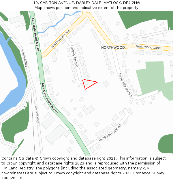 19, CARLTON AVENUE, DARLEY DALE, MATLOCK, DE4 2HW: Location map and indicative extent of plot