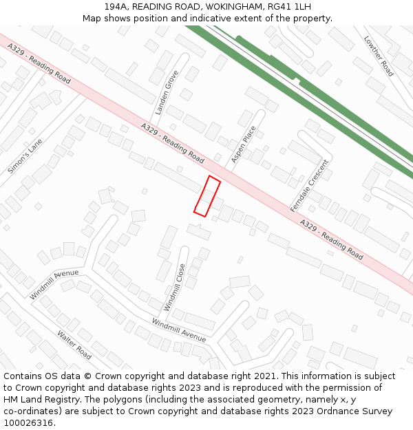 194A, READING ROAD, WOKINGHAM, RG41 1LH: Location map and indicative extent of plot