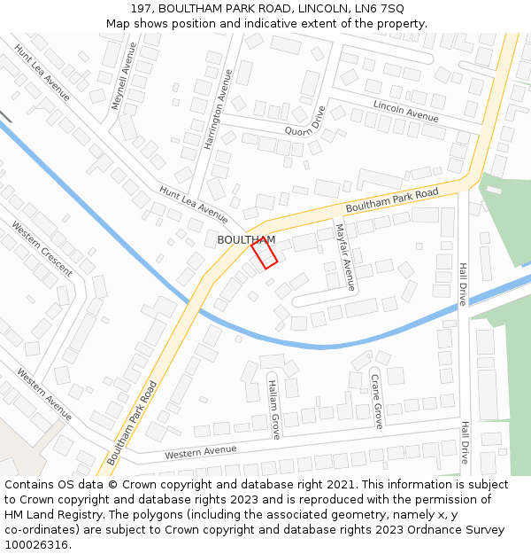 197, BOULTHAM PARK ROAD, LINCOLN, LN6 7SQ: Location map and indicative extent of plot