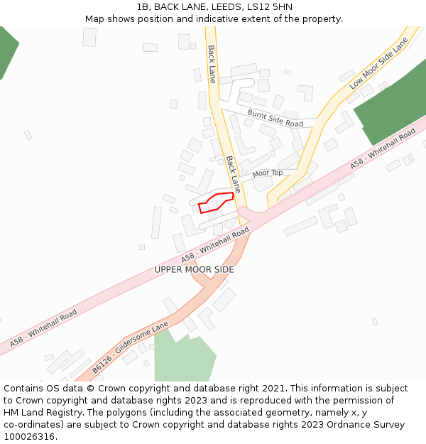 1B, BACK LANE, LEEDS, LS12 5HN: Location map and indicative extent of plot