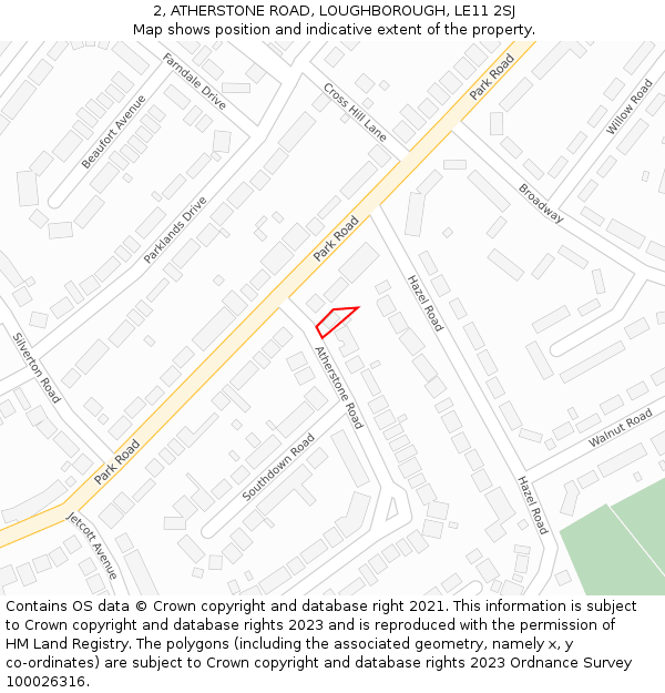 2, ATHERSTONE ROAD, LOUGHBOROUGH, LE11 2SJ: Location map and indicative extent of plot