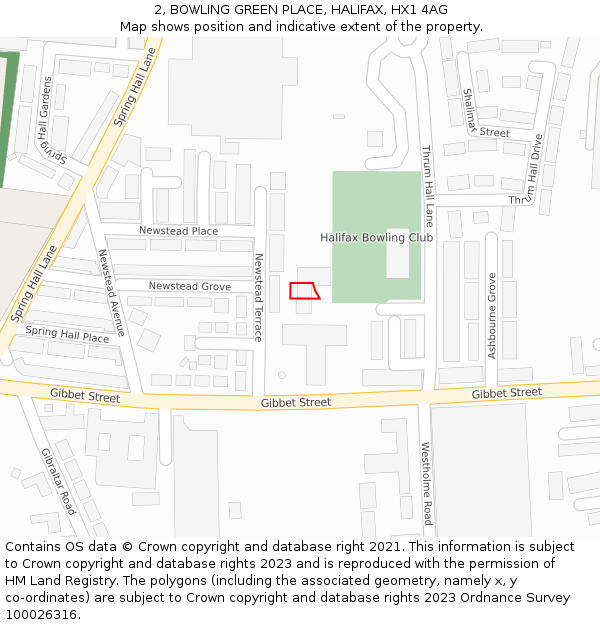 2, BOWLING GREEN PLACE, HALIFAX, HX1 4AG: Location map and indicative extent of plot