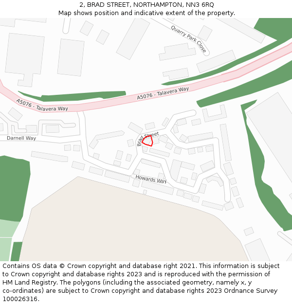 2, BRAD STREET, NORTHAMPTON, NN3 6RQ: Location map and indicative extent of plot