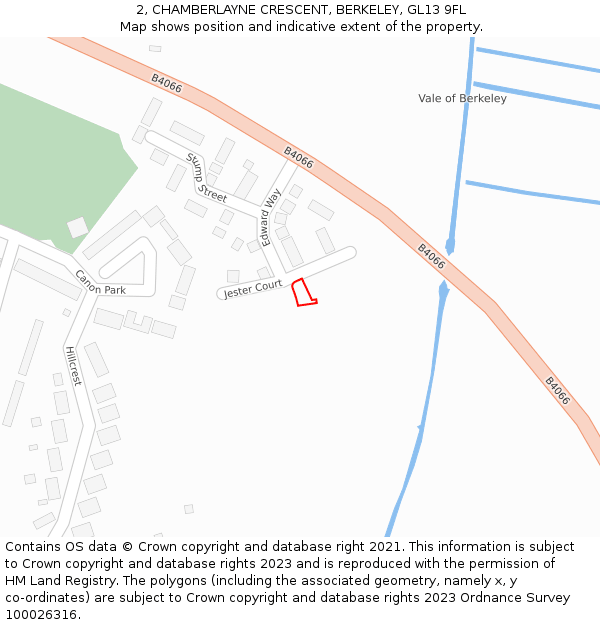 2, CHAMBERLAYNE CRESCENT, BERKELEY, GL13 9FL: Location map and indicative extent of plot