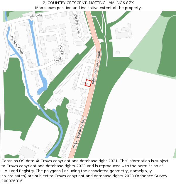 2, COUNTRY CRESCENT, NOTTINGHAM, NG6 8ZX: Location map and indicative extent of plot