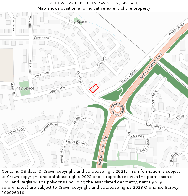 2, COWLEAZE, PURTON, SWINDON, SN5 4FQ: Location map and indicative extent of plot