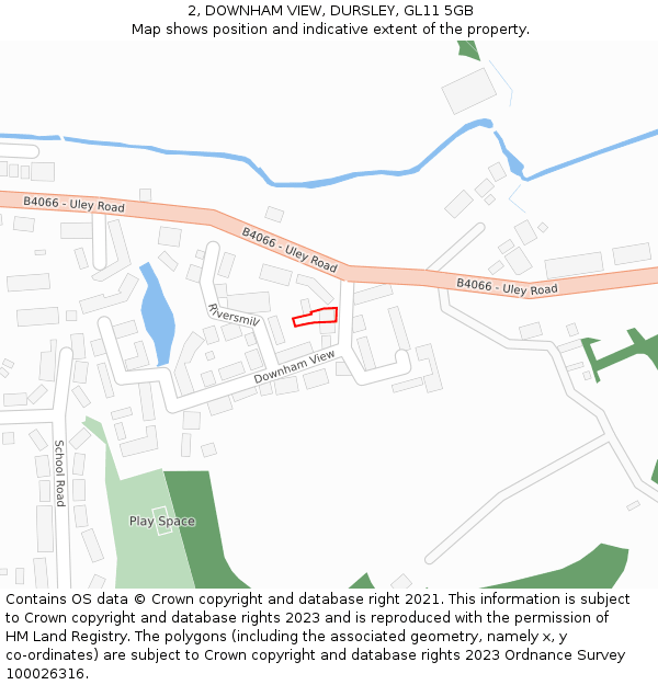 2, DOWNHAM VIEW, DURSLEY, GL11 5GB: Location map and indicative extent of plot