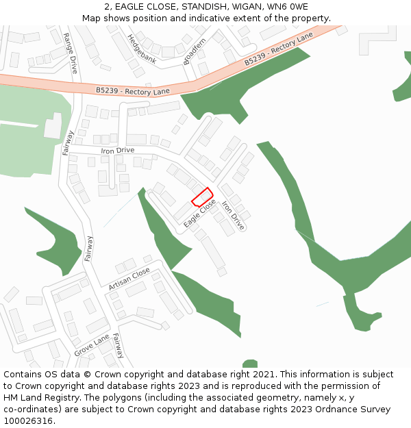 2, EAGLE CLOSE, STANDISH, WIGAN, WN6 0WE: Location map and indicative extent of plot