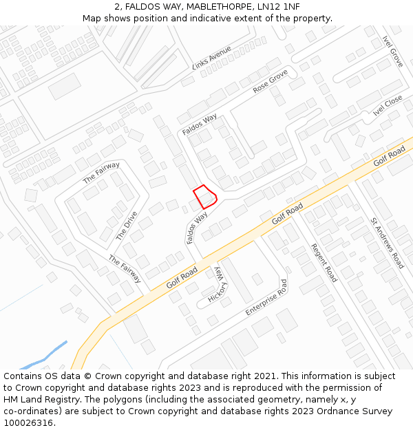 2, FALDOS WAY, MABLETHORPE, LN12 1NF: Location map and indicative extent of plot