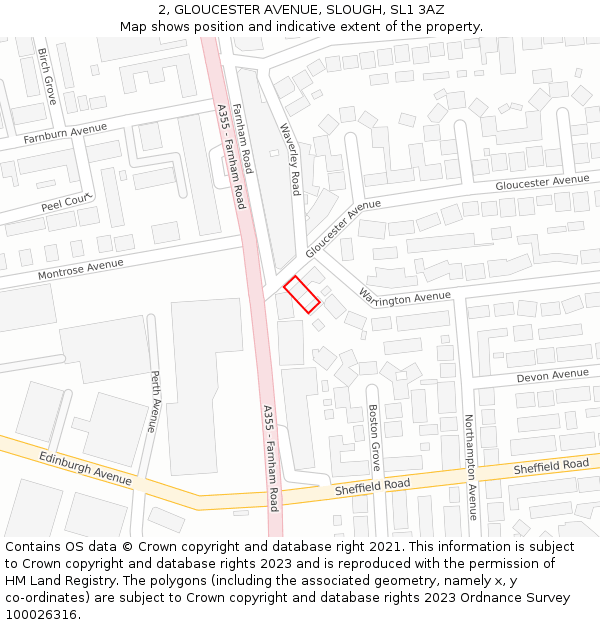 2, GLOUCESTER AVENUE, SLOUGH, SL1 3AZ: Location map and indicative extent of plot