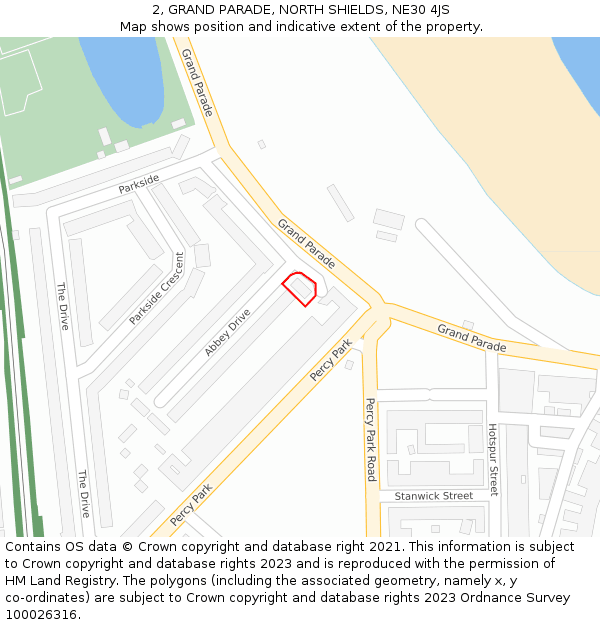 2, GRAND PARADE, NORTH SHIELDS, NE30 4JS: Location map and indicative extent of plot