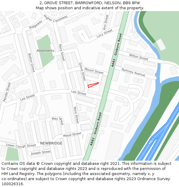 2, GROVE STREET, BARROWFORD, NELSON, BB9 8PW: Location map and indicative extent of plot