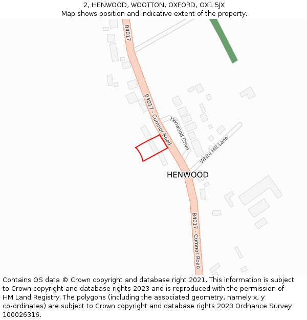 2, HENWOOD, WOOTTON, OXFORD, OX1 5JX: Location map and indicative extent of plot