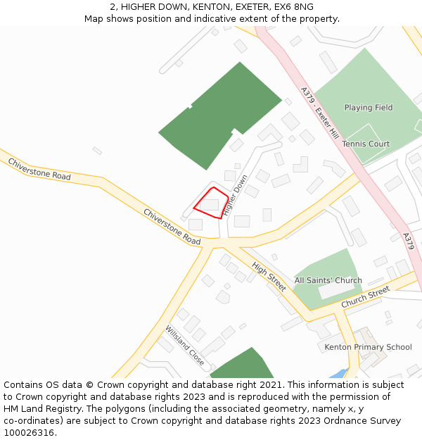 2, HIGHER DOWN, KENTON, EXETER, EX6 8NG: Location map and indicative extent of plot