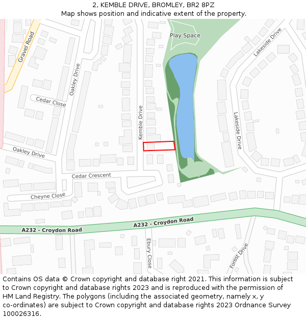 2, KEMBLE DRIVE, BROMLEY, BR2 8PZ: Location map and indicative extent of plot