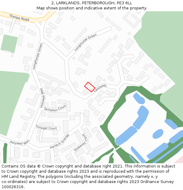 2, LARKLANDS, PETERBOROUGH, PE3 6LL: Location map and indicative extent of plot