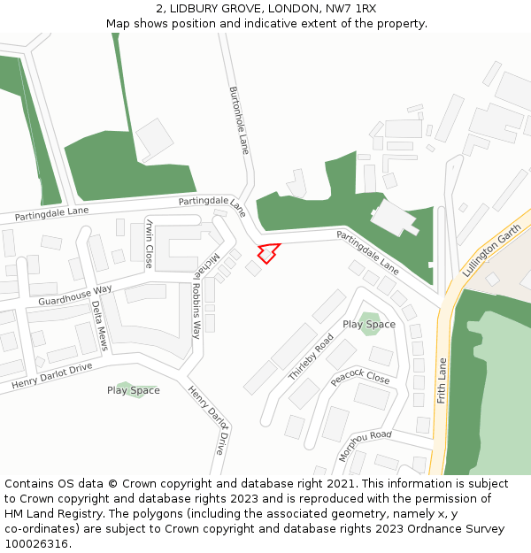 2, LIDBURY GROVE, LONDON, NW7 1RX: Location map and indicative extent of plot