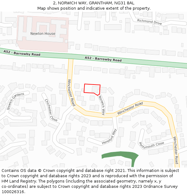 2, NORWICH WAY, GRANTHAM, NG31 8AL: Location map and indicative extent of plot