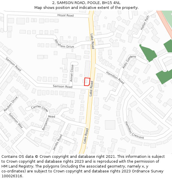 2, SAMSON ROAD, POOLE, BH15 4NL: Location map and indicative extent of plot