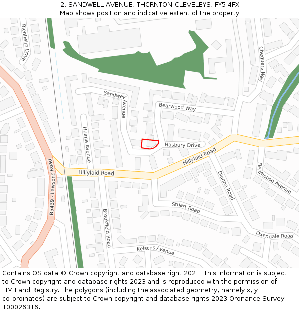 2, SANDWELL AVENUE, THORNTON-CLEVELEYS, FY5 4FX: Location map and indicative extent of plot