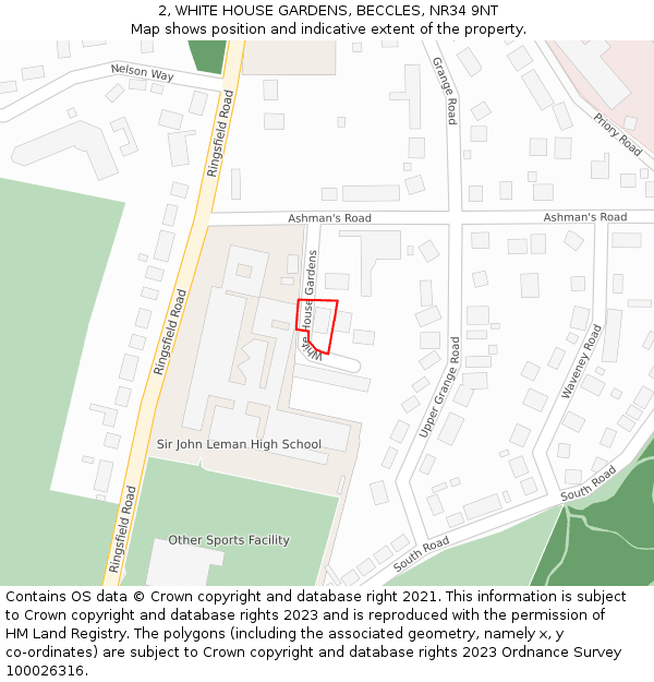 2, WHITE HOUSE GARDENS, BECCLES, NR34 9NT: Location map and indicative extent of plot