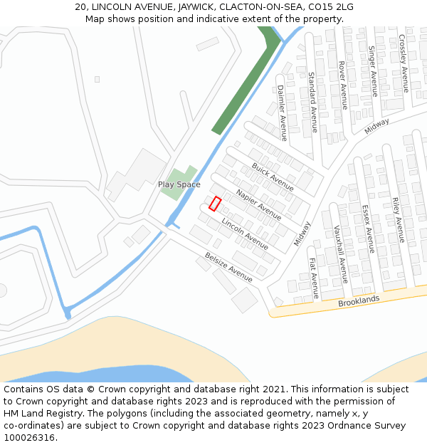 20, LINCOLN AVENUE, JAYWICK, CLACTON-ON-SEA, CO15 2LG: Location map and indicative extent of plot